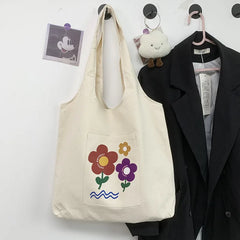 Japanese Canvas Shoulder Shopper Bag for Women Large Woman Tote Bag