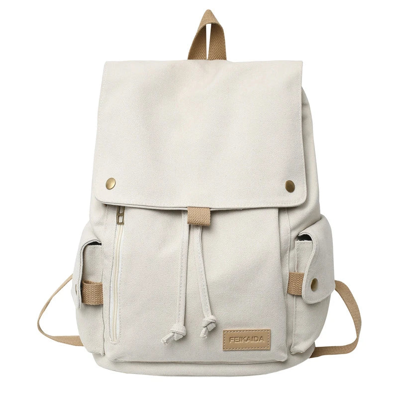 Japanese Flap Backpack Women Large Capacity Drawstring School Bag