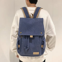 Japanese Flap Backpack Women Large Capacity Drawstring School Bag