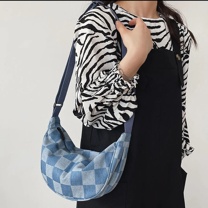 Japanese Harajuku College Dumpling Bag Plaid Shoulder Bag