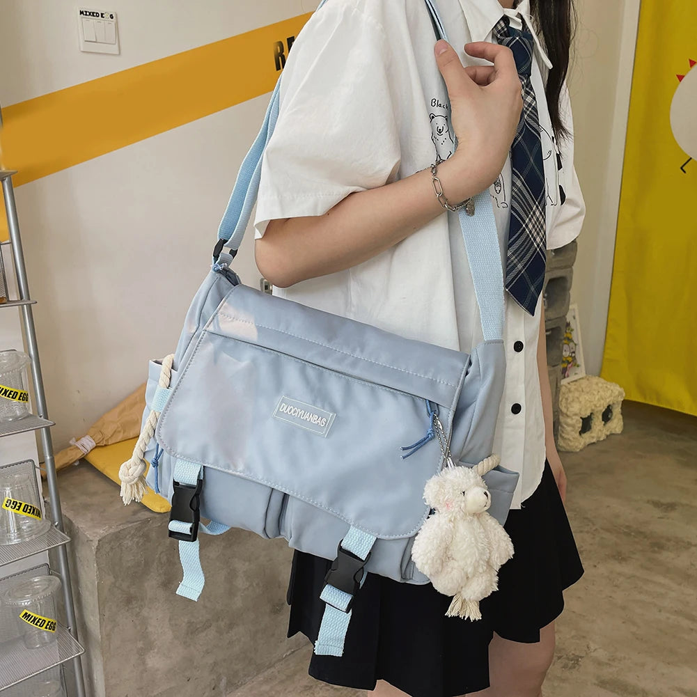 Harajuku Crossbody Bag for Women Girls School Book Bag Shoulder Bolsas