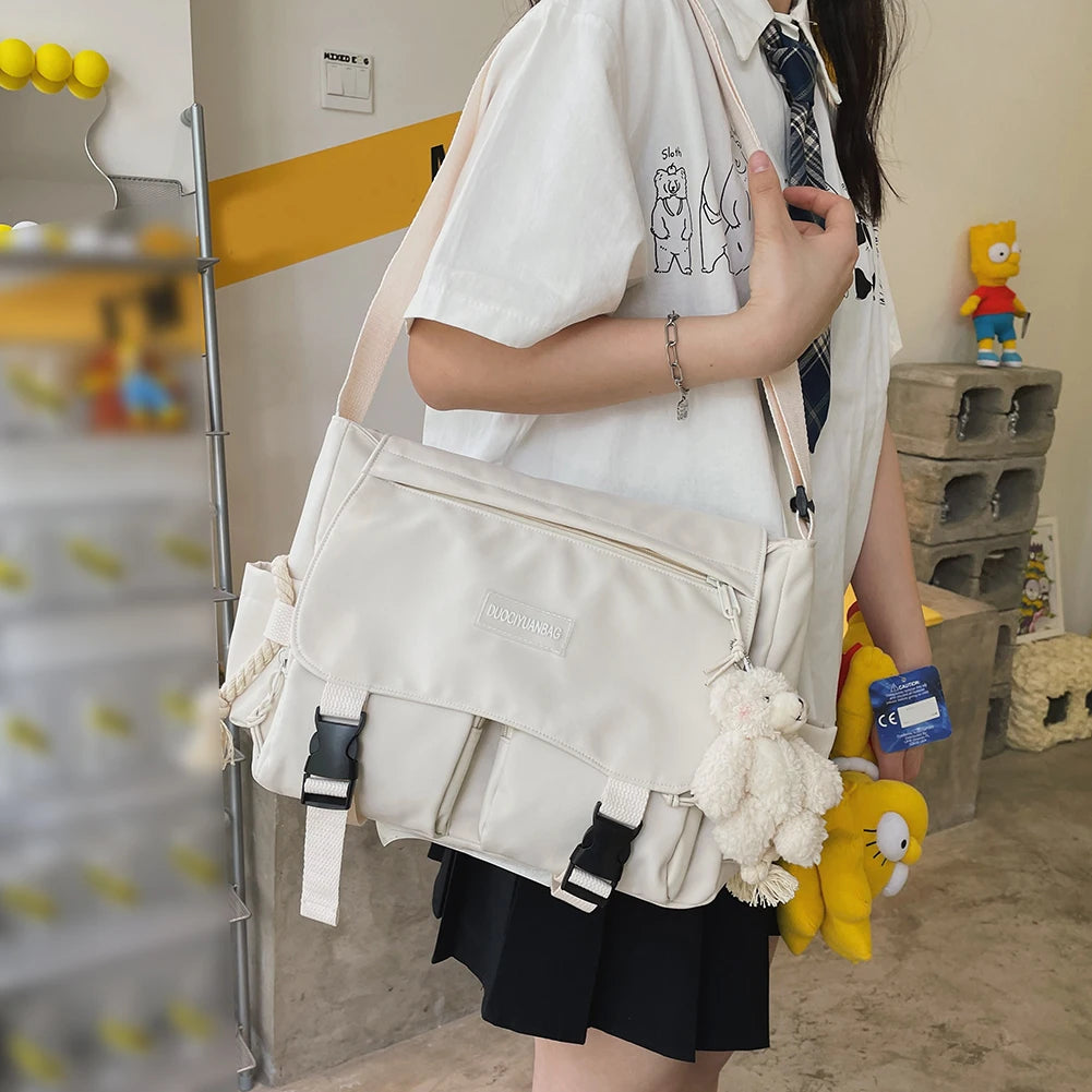 Harajuku Crossbody Bag for Women Girls School Book Bag Shoulder Bolsas