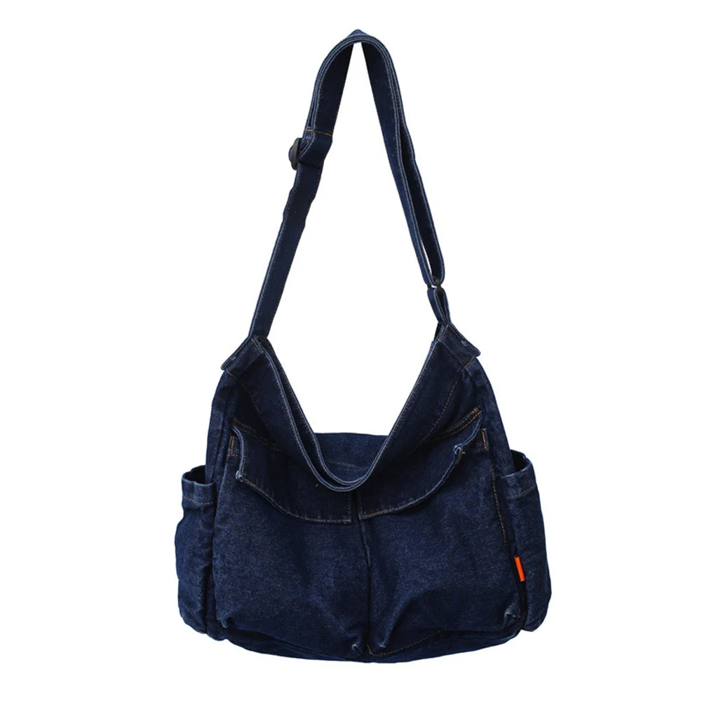 Japanese Harajuku Shoulder Crossbody Bags Retro Denim Handbag Large Capacity