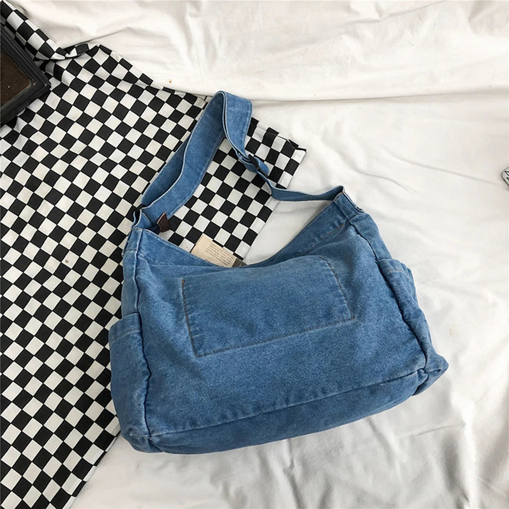 Japanese Harajuku Shoulder Crossbody Bags Retro Denim Handbag Large Capacity