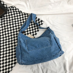 Japanese Harajuku Shoulder Crossbody Bags Retro Denim Handbag Large Capacity