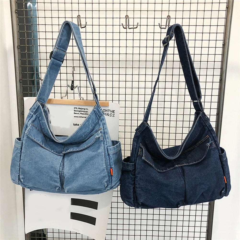 Japanese Harajuku Shoulder Crossbody Bags Retro Denim Handbag Large Capacity