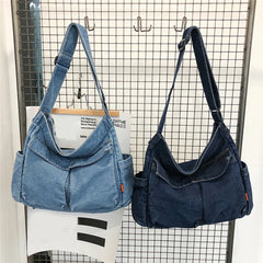 Japanese Harajuku Shoulder Crossbody Bags Retro Denim Handbag Large Capacity