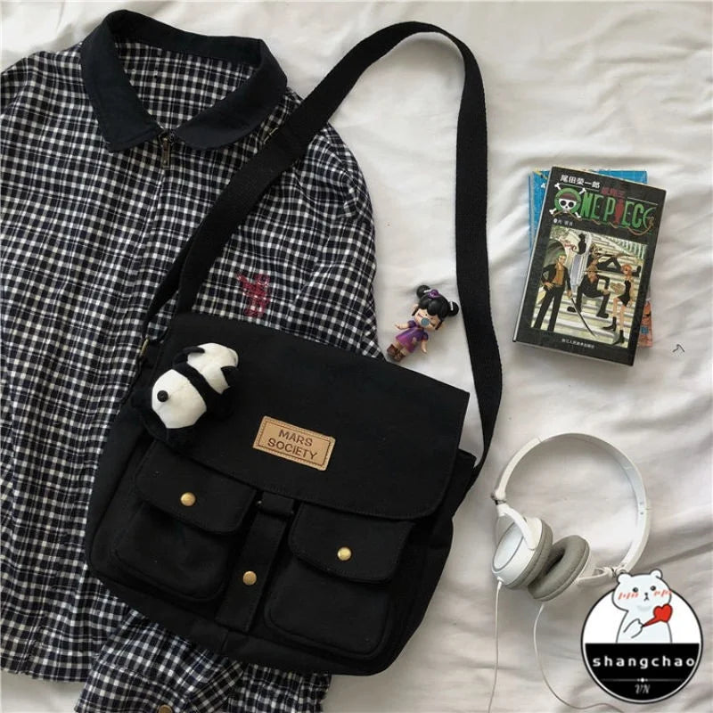 Japanese Harajuku Style Tooling Messenger Bag Canvas Messenger Bags