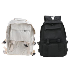 Japanese Harajuku Style Backpack Multiple Pockets Solid Shoulder Bag