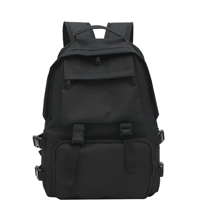 Japanese Harajuku Style Backpack Multiple Pockets Solid Shoulder Bag