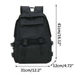 Japanese Harajuku Style Backpack Multiple Pockets Solid Shoulder Bag