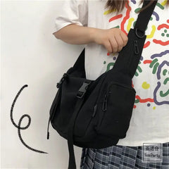 Japanese Harajuku Women Canvas Messenger Bag Crossbody Bags Large Capacity
