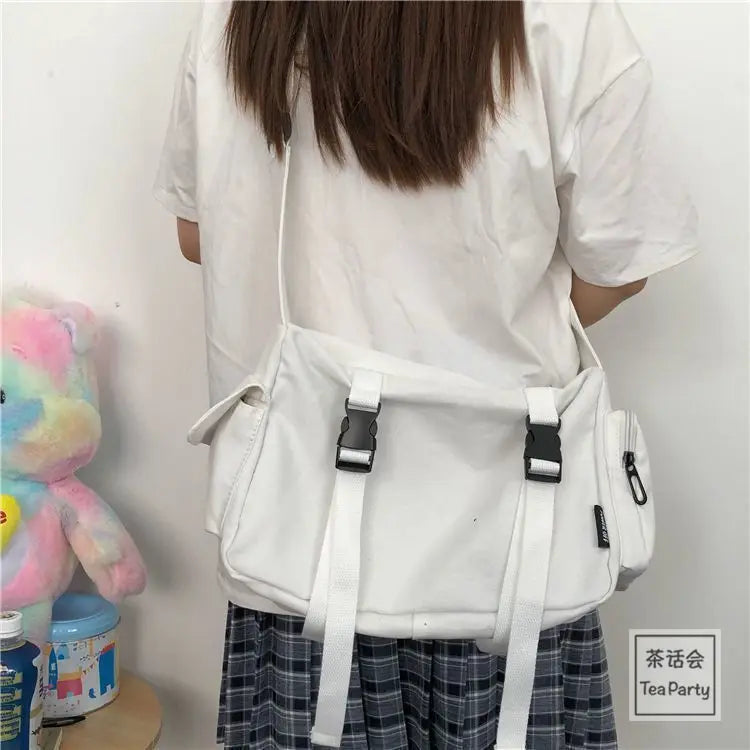 Japanese Harajuku Messenger Bag Canvas Crossbody Large Capacity Handbag