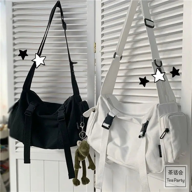 Japanese Harajuku Messenger Bag Canvas Crossbody Large Capacity Handbag