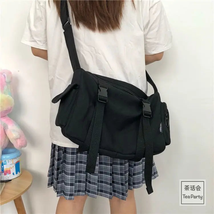 Japanese Harajuku Messenger Bag Canvas Crossbody Large Capacity Handbag