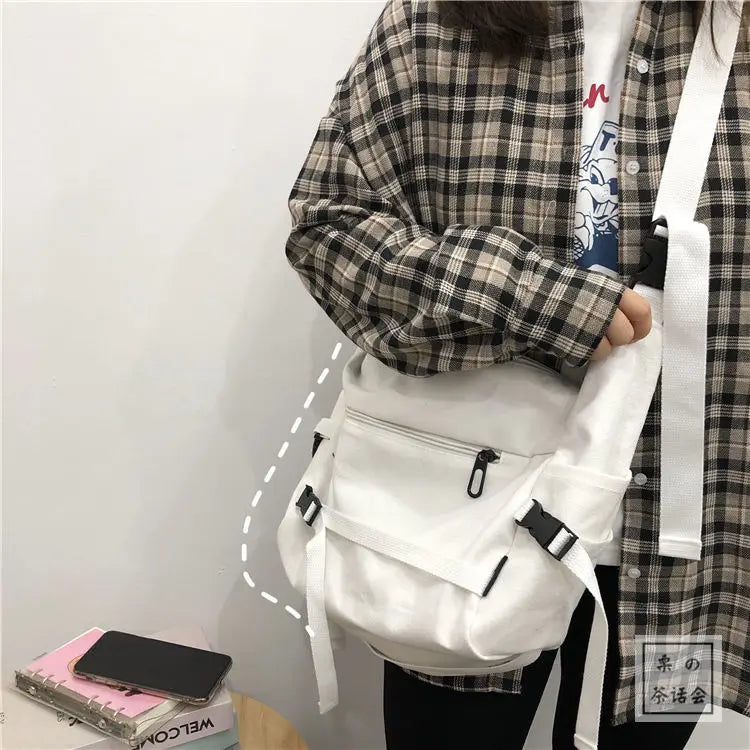 Harajuku Youth Cross Canvas Bag Student School Bags Shoulder Bag
