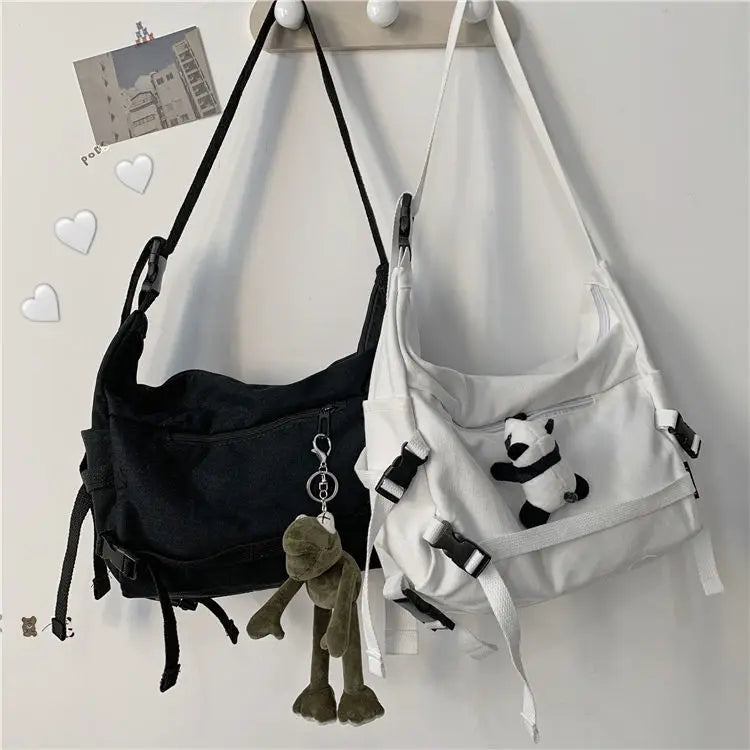 Harajuku Youth Cross Canvas Bag Student School Bags Shoulder Bag