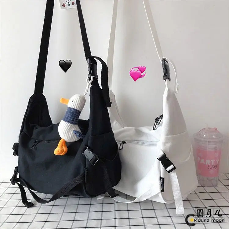 Harajuku Youth Cross Canvas Bag Student School Bags Shoulder Bag