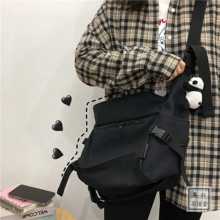 Harajuku Youth Cross Canvas Bag Student School Bags Shoulder Bag