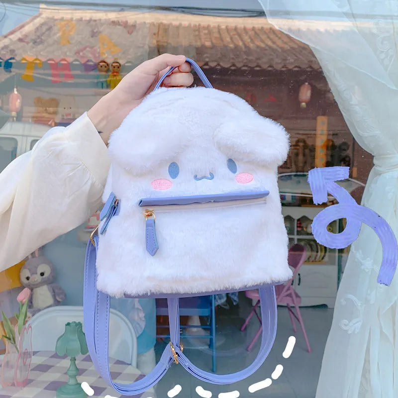 Japanese Ins Cartoon Student Plush Tote Bag Girls Backpack Big Ears Dog Furry St