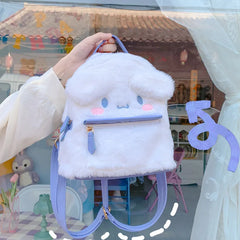 Japanese Ins Cartoon Student Plush Tote Bag Girls Backpack Big Ears Dog Furry St