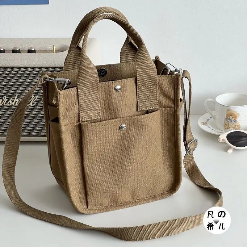 Japanese Canvas Messenger Bag Large Capacity Ladies Tote