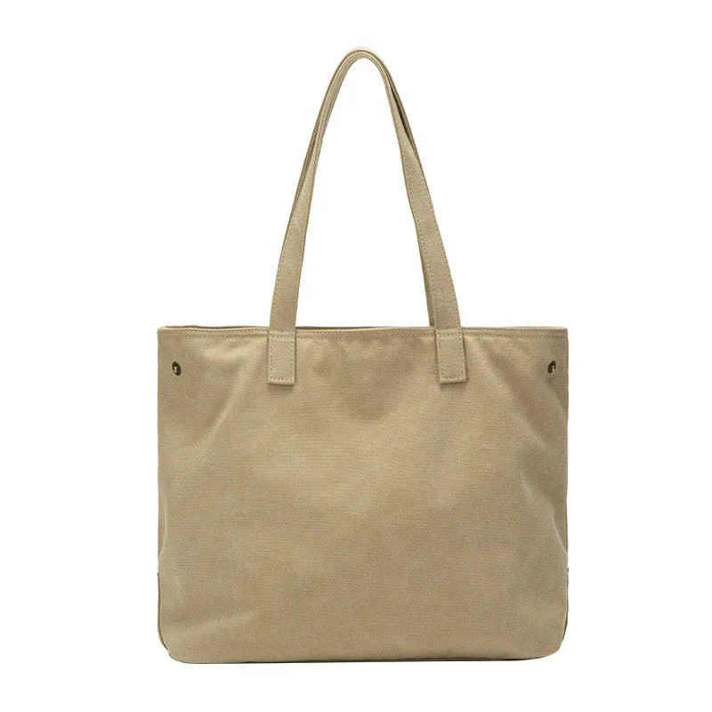 Japanese Canvas One-shoulder Tote Bag for Shopping and Commuting