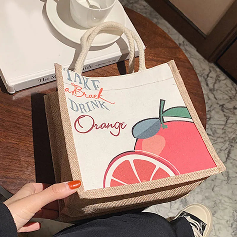 Japanese Linen Canvas Bag Small Fresh Handbag For Girls Portable Shopping Tote B