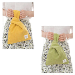 Japanese Mini Knot Wrist Bag Corduroy Women Top Handle Bag Purses Handbags