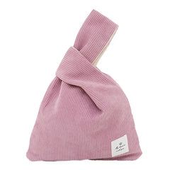 Japanese Mini Knot Wrist Bag Corduroy Women Top Handle Bag Purses Handbags