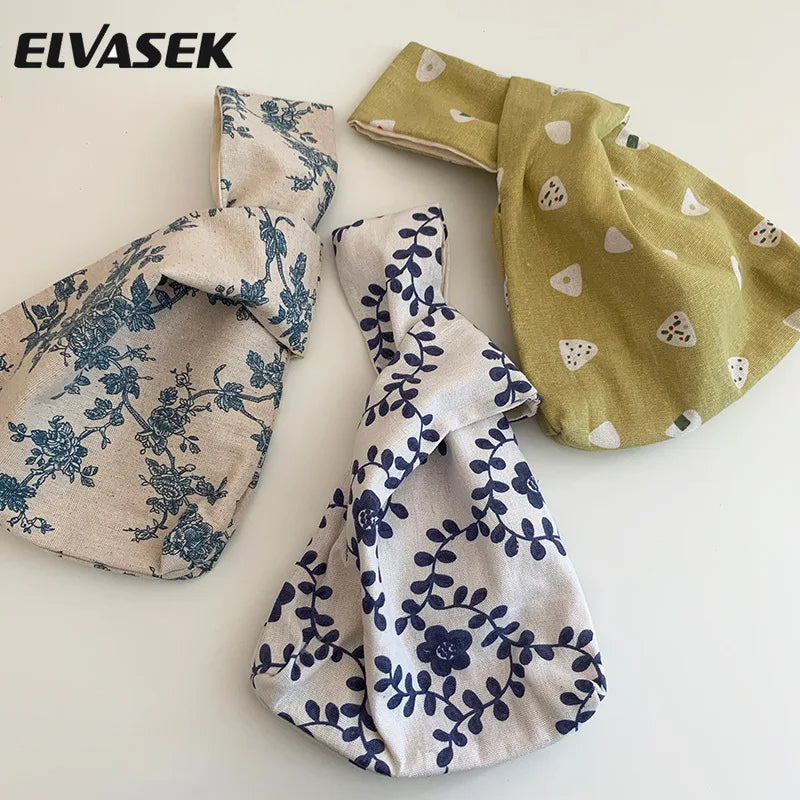 Japanese Mini Portable Knot Wrist Bag Waterproof Shopping Bag Phone Key Pouch