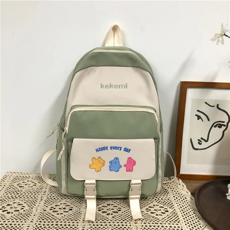 Japanese Mochila Laptop Nylon Backpacks Solid Printing Child School Bags
