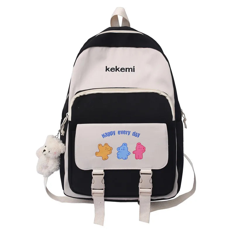 Japanese Mochila Laptop Nylon Backpacks Solid Printing Child School Bags