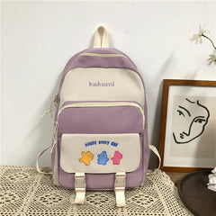 Japanese Mochila Laptop Nylon Backpacks Solid Printing Child School Bags
