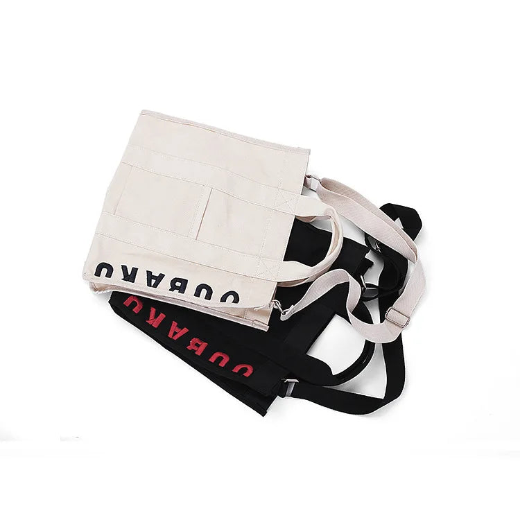 Japanese One-shoulder Messenger Bag Casual Washed Canvas Embroidered Letter