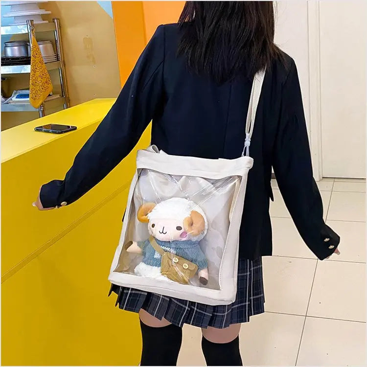Japanese Preppy Style PVC Transparent Shoulder Bag Tote
