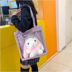 Japanese Preppy Style PVC Transparent Shoulder Bag Tote