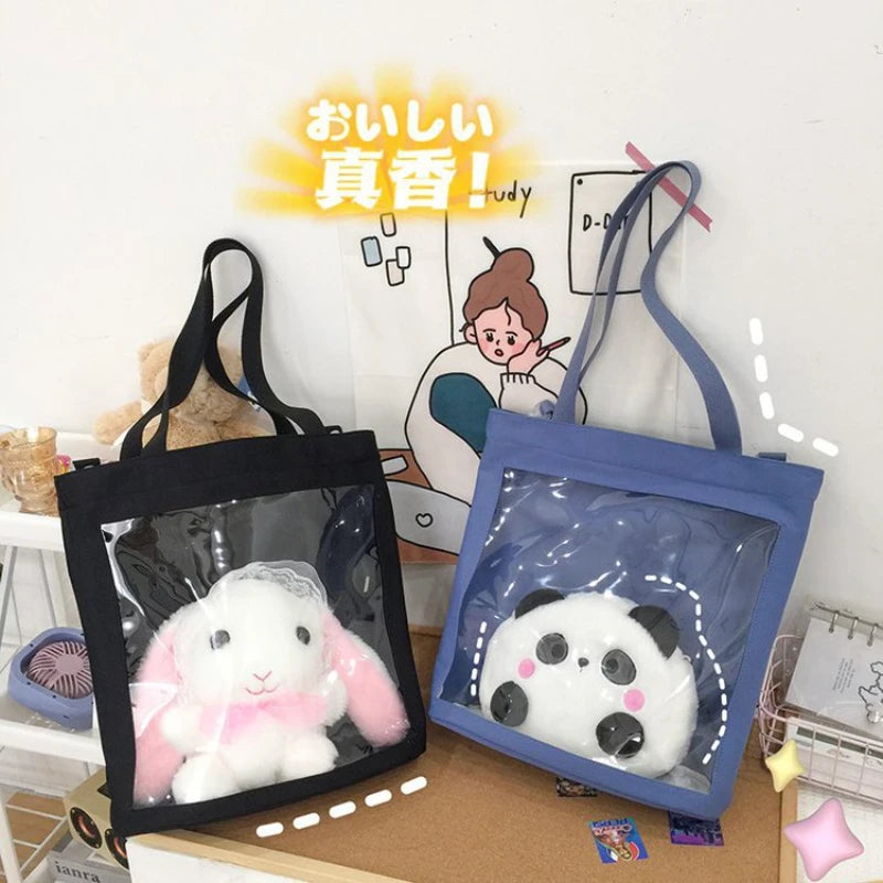 Japanese Preppy Style PVC Transparent Shoulder Bag Tote