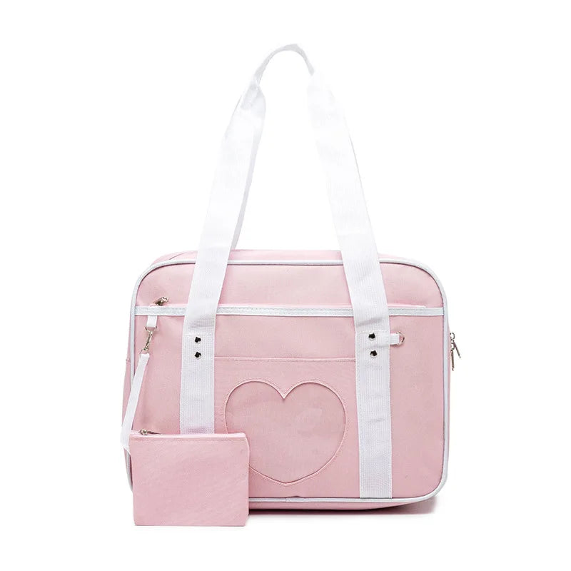 Japanese Preppy Style Pink Uniform Shoulder School Bags for Women Girls