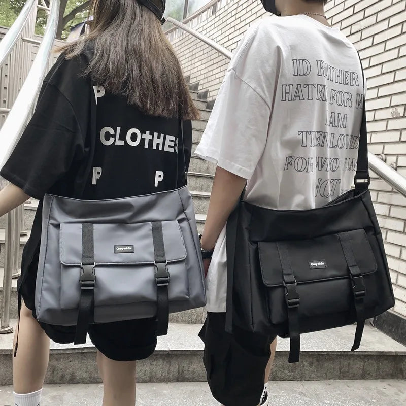 Japanese Style Messenger Crossbody Bag Waterproof Nylon Canvas Satchel