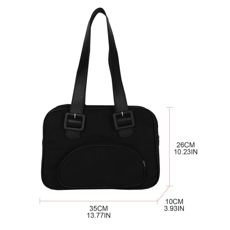 Japanese Student Shoulder Bag Contrast Patchwork Nylon Casual