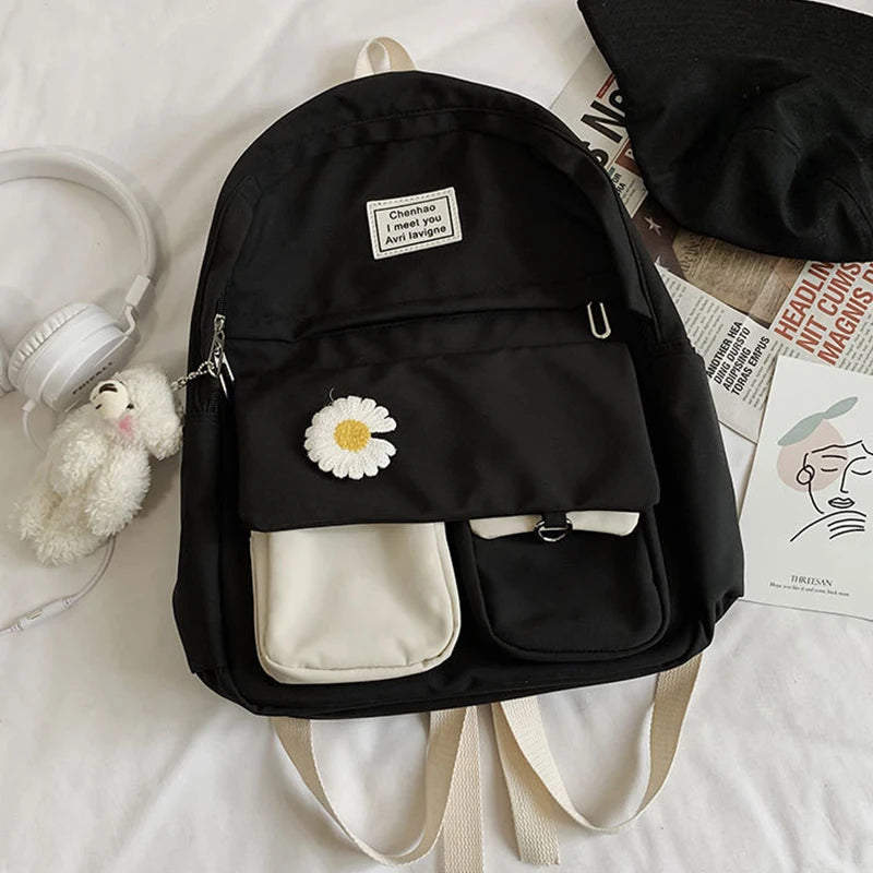 Japanese Style College Student Ladies Backpack Harajuku Flower School Bags