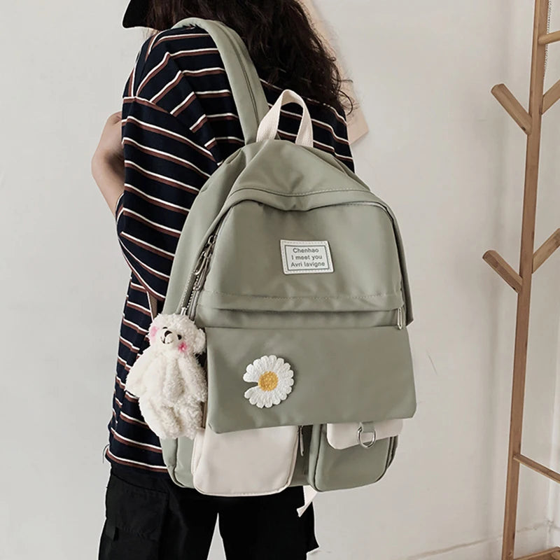 Japanese Style College Student Ladies Backpack Harajuku Flower School Bags