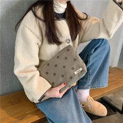 Japanese Style Corduroy Cosmetic Bag Women Handbags Purses