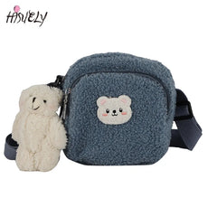 Japanese Style Lamb Hair Bag Plush Small Crossbody Bags Flap Shoulder Bag