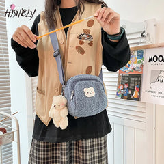 Japanese Style Lamb Hair Bag Plush Small Crossbody Bags Flap Shoulder Bag