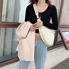 Japanese Style Canvas Shoulder Bag Women Hobo Cross Body Large Capacity Handbag