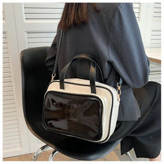 Japanese Style Tote Bag With Translucent Pocket Women Crossbody Shoulder Bag
