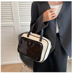 Japanese Style Tote Bag With Translucent Pocket Women Crossbody Shoulder Bag
