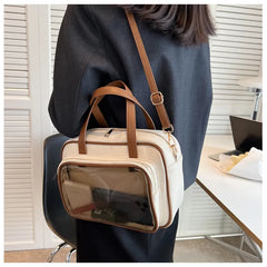 Japanese Style Tote Bag With Translucent Pocket Women Crossbody Shoulder Bag